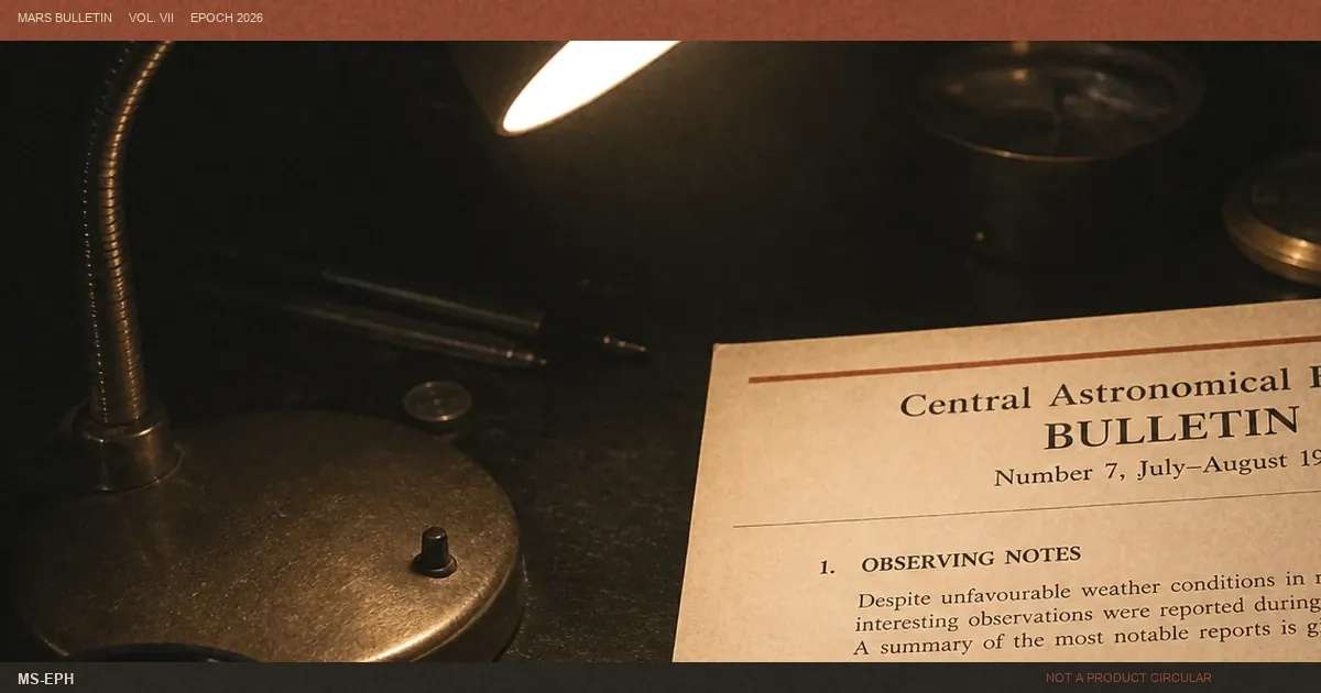 Lamp photograph introducing dated ephemeris notes